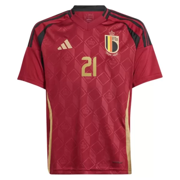 Günstige Belgien Castagne 21 Kindertrikot Heim EURO 2024 Kurzarm