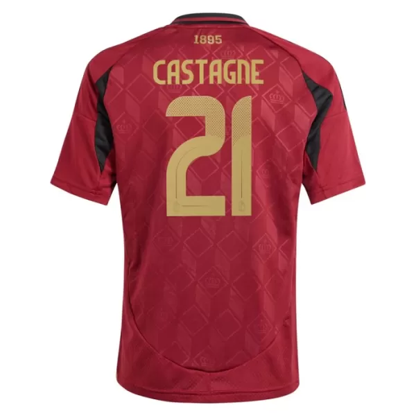 Günstige Belgien Castagne 21 Kindertrikot Heim EURO 2024 Kurzarm