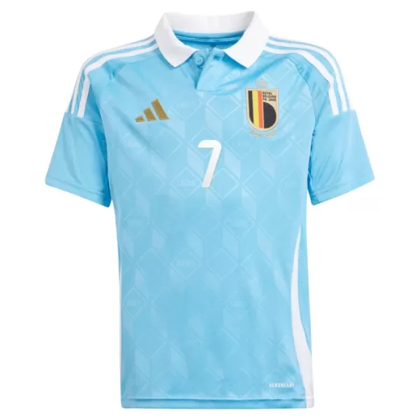 Günstige Belgien De Bruyne 7 Kindertrikot Auswärts EURO 2024 Kurzarm