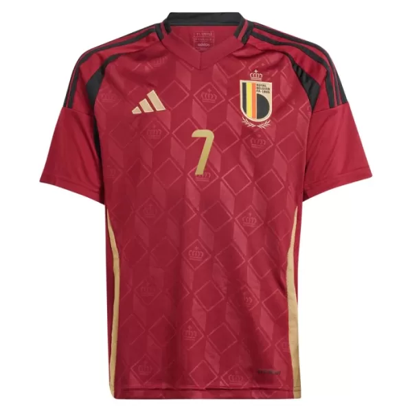 Günstige Belgien De Bruyne 7 Kindertrikot Heim EURO 2024 Kurzarm