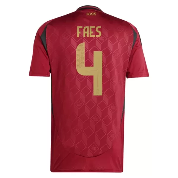Günstige Belgien Faes 4 Herrentrikot Heim EURO 2024 Kurzarm
