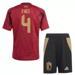 Günstige Belgien Faes 4 Kindertrikot Heim EURO 2024 Kurzarm