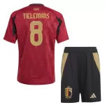 Günstige Belgien Tielemans 8 Kindertrikot Heim EURO 2024 Kurzarm