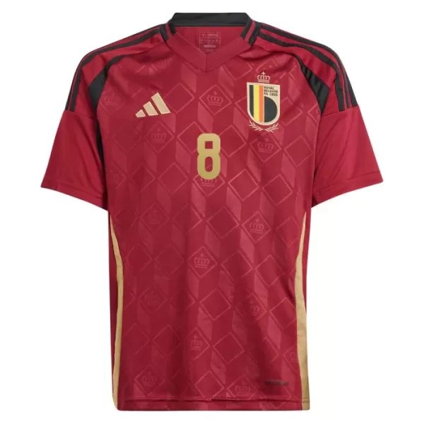Günstige Belgien Tielemans 8 Kindertrikot Heim EURO 2024 Kurzarm