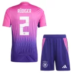Günstige Deutschland Antonio Rudiger 2 Kindertrikot Auswärts EURO 2024 Kurzarm