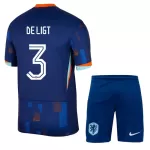 Günstige Niederlande De Ligt 3 Kindertrikot Auswärts EURO 2024 Kurzarm
