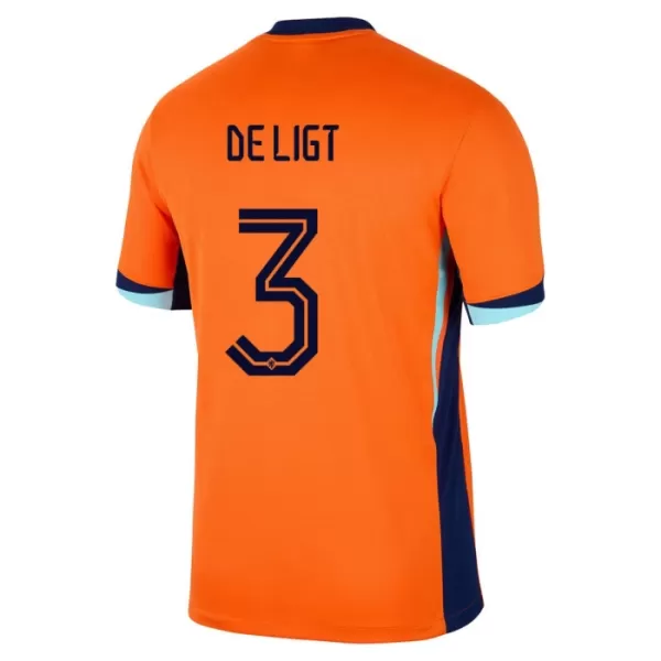 Günstige Niederlande De Ligt 3 Kindertrikot Heim EURO 2024 Kurzarm