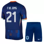 Günstige Niederlande Frenkie de Jong 21 Kindertrikot Auswärts EURO 2024 Kurzarm