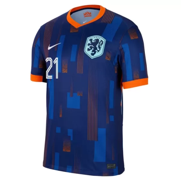 Günstige Niederlande Frenkie de Jong 21 Kindertrikot Auswärts EURO 2024 Kurzarm