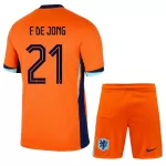 Günstige Niederlande Frenkie de Jong 21 Kindertrikot Heim EURO 2024 Kurzarm