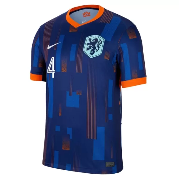 Günstige Niederlande Virgil 4 Herrentrikot Auswärts EURO 2024 Kurzarm