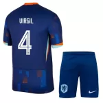 Günstige Niederlande Virgil 4 Kindertrikot Auswärts EURO 2024 Kurzarm