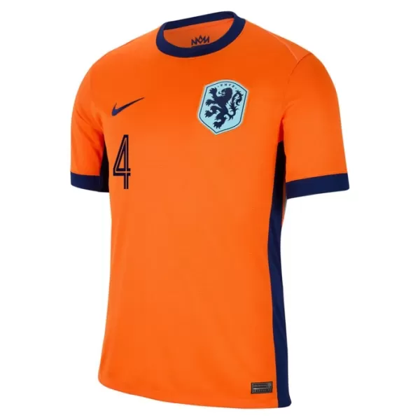 Günstige Niederlande Virgil 4 Kindertrikot Heim EURO 2024 Kurzarm