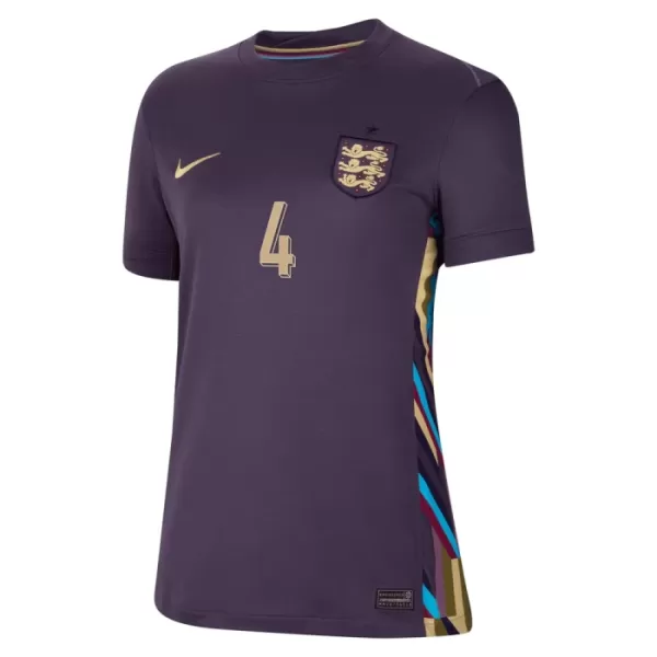 Günstige England Rice 4 Damentrikot Auswärts EURO 2024 Kurzarm