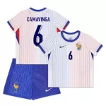 Günstige Frankreich Camavinga 6 Kindertrikot Auswärts EURO 2024 Kurzarm