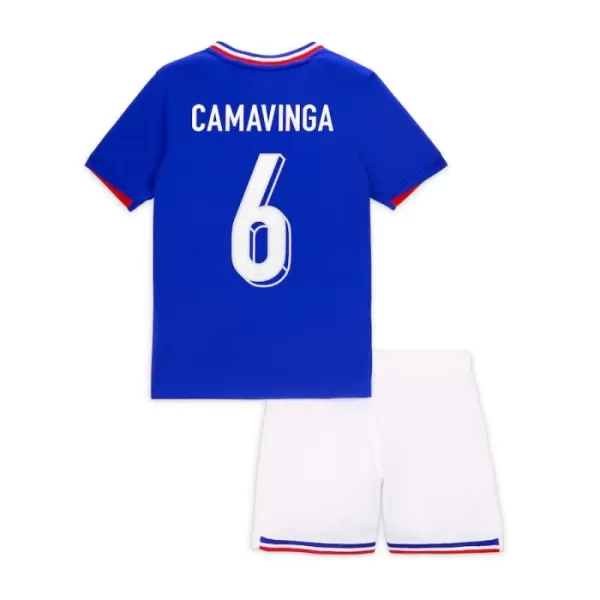 Günstige Frankreich Camavinga 6 Kindertrikot Heim EURO 2024 Kurzarm
