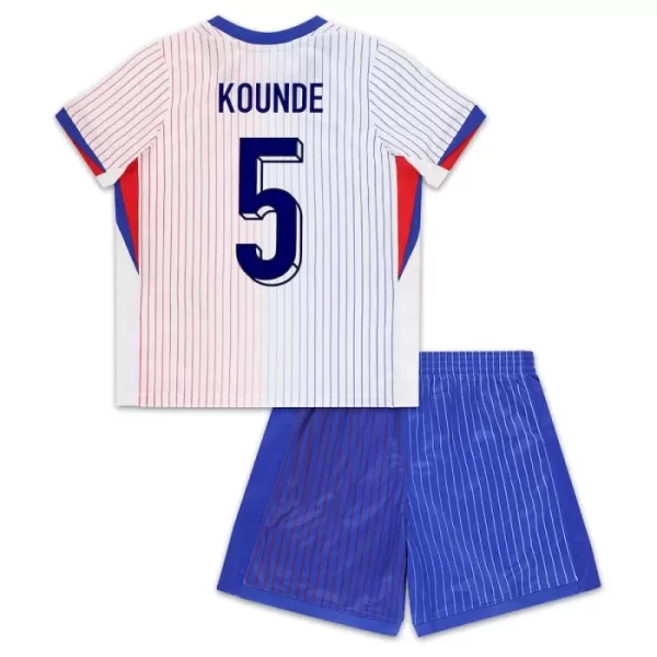 Günstige Frankreich Kounde 5 Kindertrikot Auswärts EURO 2024 Kurzarm