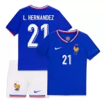 Günstige Frankreich L. Hernandez 21 Kindertrikot Heim EURO 2024 Kurzarm