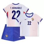 Günstige Frankreich T. Hernandez 22 Kindertrikot Auswärts EURO 2024 Kurzarm