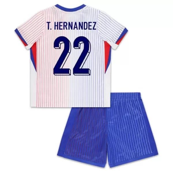 Günstige Frankreich T. Hernandez 22 Kindertrikot Auswärts EURO 2024 Kurzarm