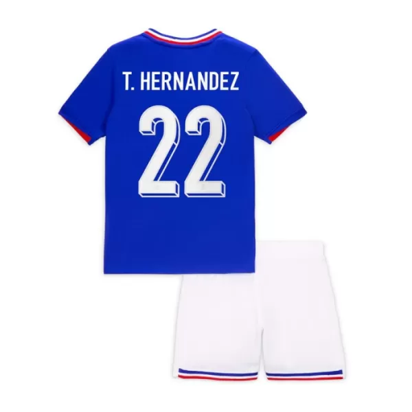 Günstige Frankreich T. Hernandez 22 Kindertrikot Heim EURO 2024 Kurzarm