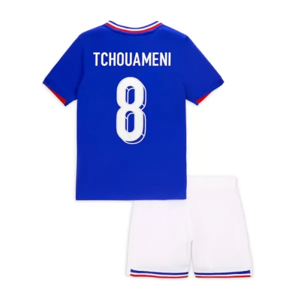 Günstige Frankreich Tchouameni 8 Kindertrikot Heim EURO 2024 Kurzarm