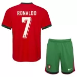 Günstige Portugal Ronaldo 7 Kindertrikot Heim EURO 2024 Kurzarm