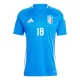 Günstige Italien Nicolo Barella 18 Herrentrikot Heim EURO 2024 Kurzarm