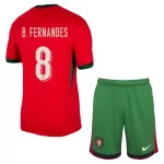 Günstige Portugal Bruno Fernandes 8 Kindertrikot Heim EURO 2024 Kurzarm