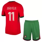 Günstige Portugal Joao Felix 11 Kindertrikot Heim EURO 2024 Kurzarm