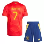 Günstige Spanien Alvaro Morata 7 Kindertrikot Heim EURO 2024 Kurzarm