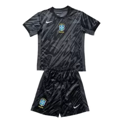 Günstige Brasilien Torwart Kindertrikot 2024 Kurzarm Schwarze Günstige Brasilien Torwart Kindertrikot 2024 Kurzarm Schwarze