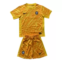 Günstige Niederlande Torwart Kindertrikot EURO 2024 Kurzarm Gelbe