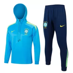 Brasilien Hoodie Trainingspullover Kinder 2024/25 Viertelreißverschluss Blaue Brasilien Hoodie Trainingspullover Kinder 2024/25 Viertelreißverschluss Blaue