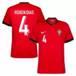 Günstige Portugal Ruben Dias 4 Herrentrikot Heim EURO 2024 Kurzarm