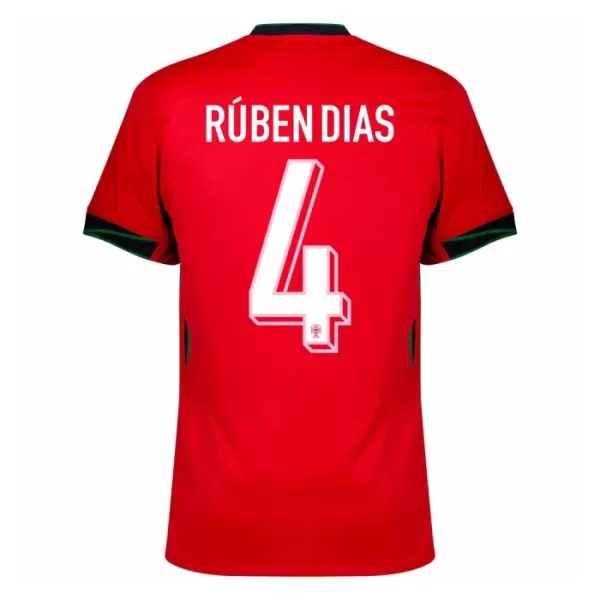 Günstige Portugal Ruben Dias 4 Herrentrikot Heim EURO 2024 Kurzarm