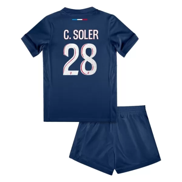 Günstige Paris Saint-Germain Carlos Soler 28 Kindertrikot Heim 2024/25 Kurzarm