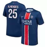 Günstige Paris Saint-Germain Nuno Mendes 25 Herrentrikot Heim 2024/25 Kurzarm
