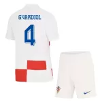 Günstige Kroatien Gvardiol 4 Kindertrikot Heim EURO 2024 Kurzarm