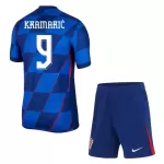 Günstige Kroatien Kramaric 9 Kindertrikot Auswärts EURO 2024 Kurzarm