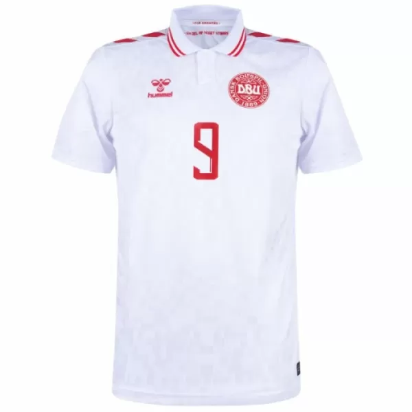 Günstige Dänemark Højlund 9 Herrentrikot Heim EURO 2024 Kurzarm