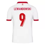 Günstige Polen Lewandowski 9 Herrentrikot Heim EURO 2024 Kurzarm