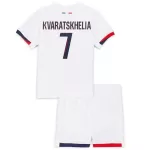 Günstige Paris Saint-Germain Kvaratskhelia 7 Kindertrikot Auswärts 2024/25 Kurzarm