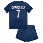 Günstige Paris Saint-Germain Kvaratskhelia 7 Kindertrikot Heim 2024/25 Kurzarm