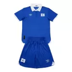 Günstige El Salvador Kindertrikot Heim 2025 Kurzarm
