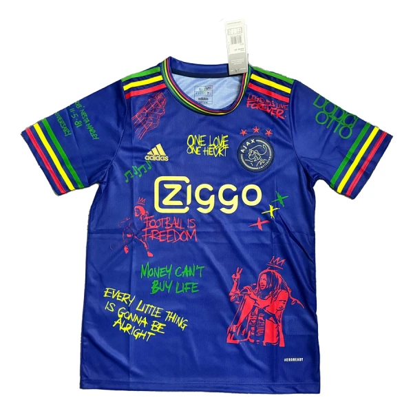 Günstige Ajax x Bob Marley Herrentrikot 2024/25 Kurzarm Blaue Günstige Ajax x Bob Marley Herrentrikot 2024/25 Kurzarm Blaue