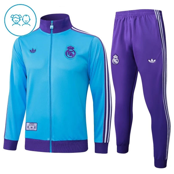 Real Madrid Trainingsjackenanzüge Kinder 2025/26 Blaue Real Madrid Trainingsjackenanzüge Kinder 2025/26 Blaue