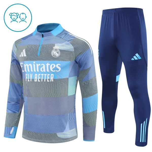 Real Madrid Trainingspullover Kinder 2025/26 Viertelreißverschluss Blaue Real Madrid Trainingspullover Kinder 2025/26 Viertelreißverschluss Blaue