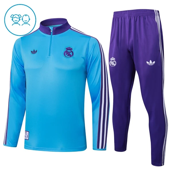 Real Madrid Trainingspullover Kinder 2025/26 Viertelreißverschluss Blaue Real Madrid Trainingspullover Kinder 2025/26 Viertelreißverschluss Blaue