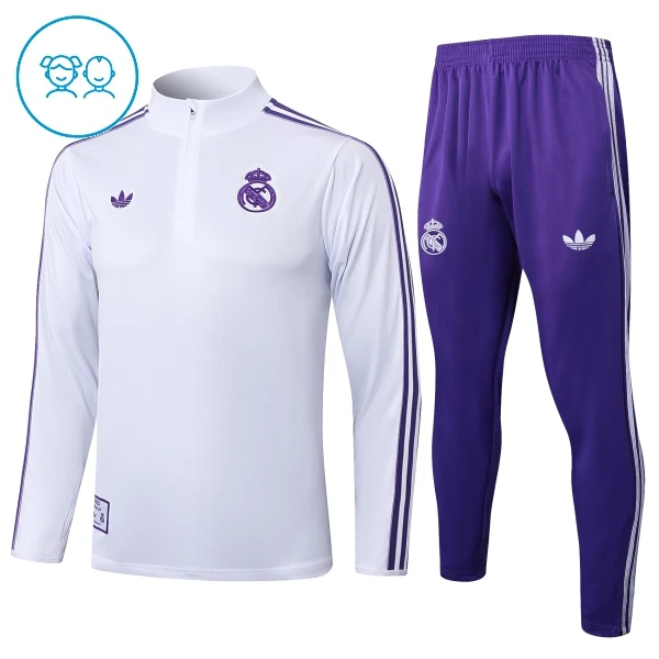 Real Madrid Trainingspullover Kinder 2025/26 Viertelreißverschluss Weiße Real Madrid Trainingspullover Kinder 2025/26 Viertelreißverschluss Weiße